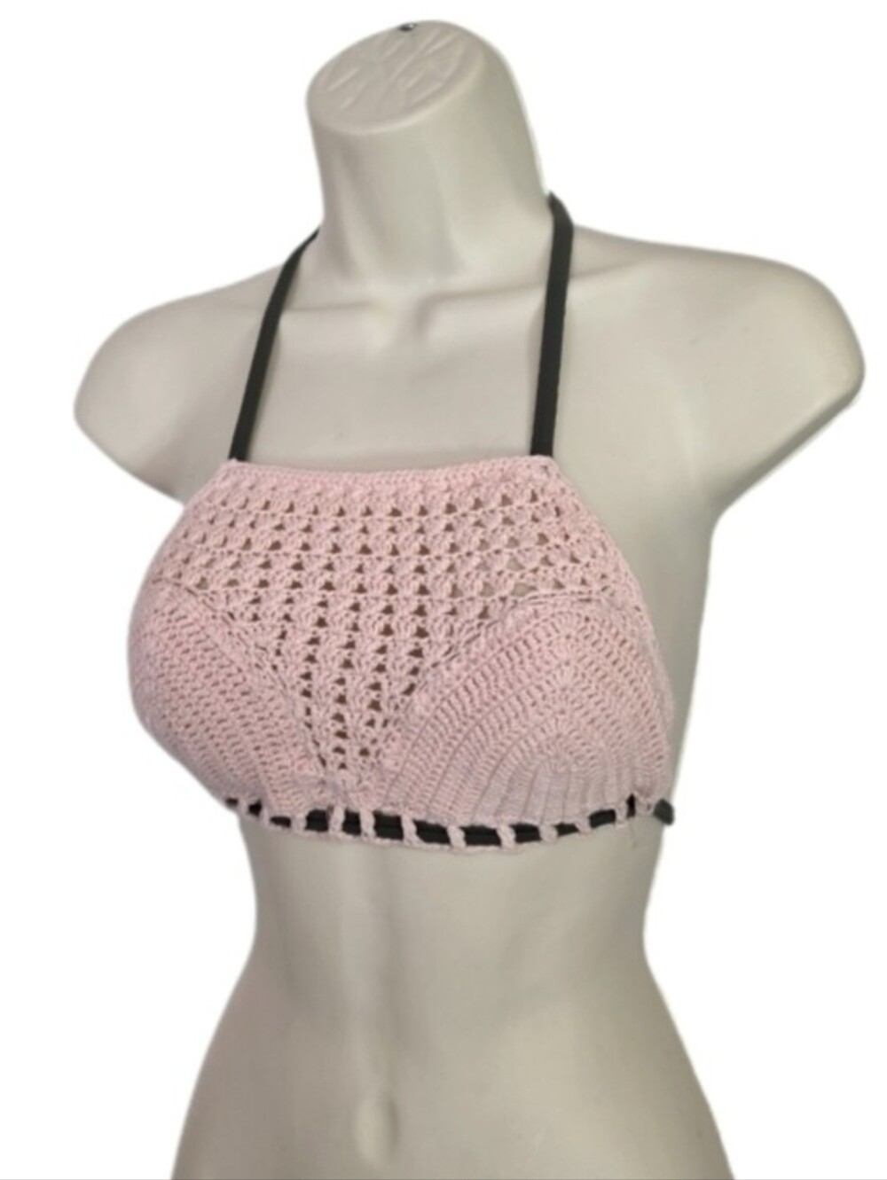 Xhileration Bikini Crochet Halter Pale Pink Size XS